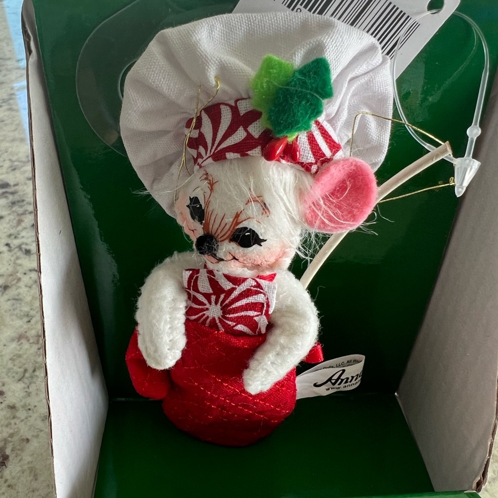 Annalee Red and White Holiday Mouse Ornament